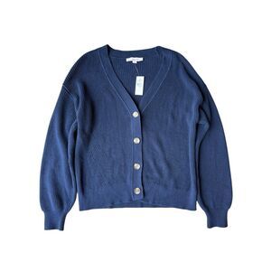LOFT Navy Blue 100% Cotton Cardigan Size XL